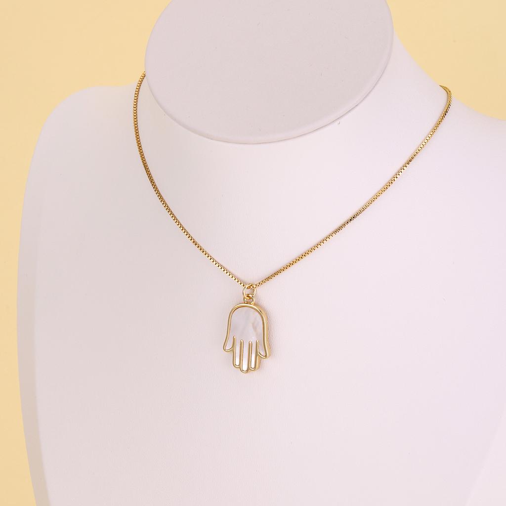Nidin Fashion Necklace Hamsa Hand Pendant Enamel Turkish Evil Eye Lucky Amulet Palm Clavicle Chain Jewelry Gift For Women Men