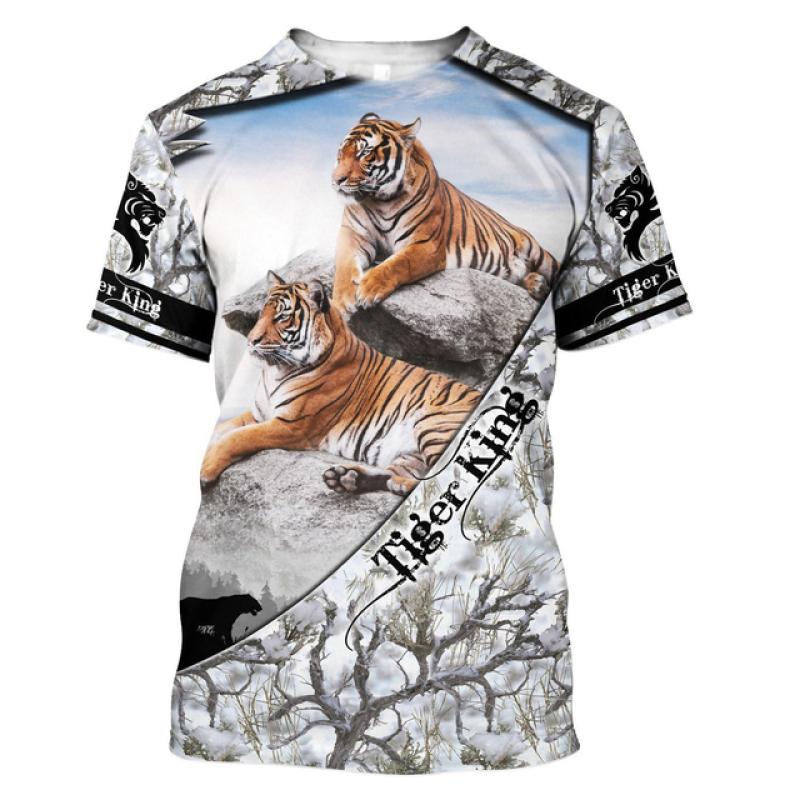 3D Tiger Print T Shirt Für Männer Boutique Tier Grafik T-Shirts Sommer Trend Harajuku Übergroßen Kurzarm Freizeit Oansatz Tops