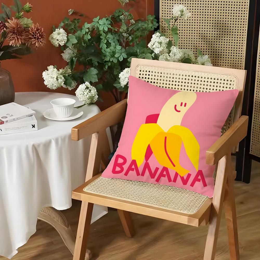 Cute Anime Fruit Cushion Cover Silky Short Plush Invisible Zipper Dustproof Sofa Pillow Case for Home Decor