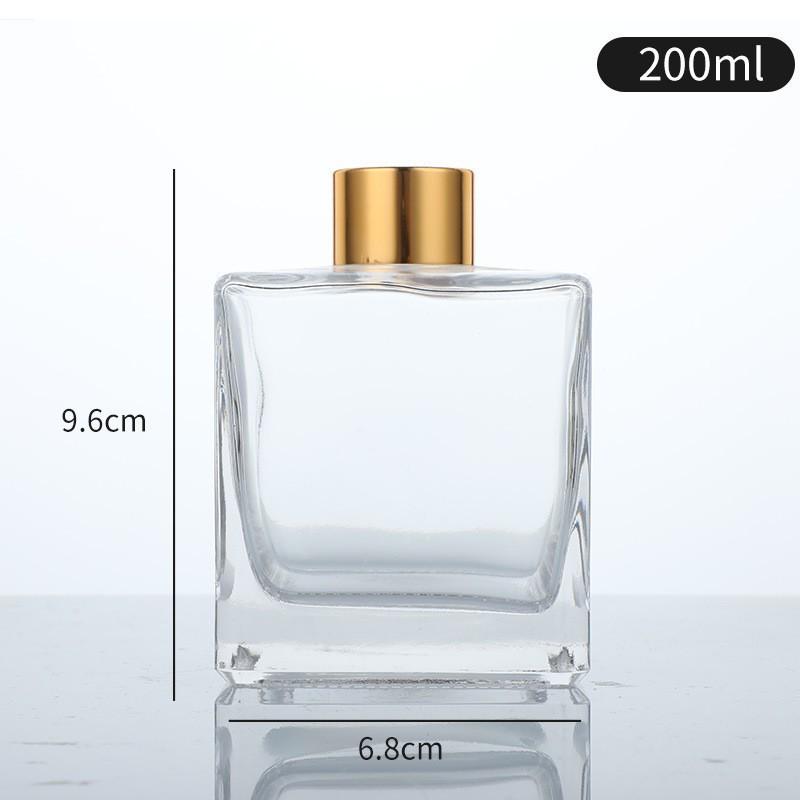 Transparent Square Glass Aroma Diffuser Bottle for Essential Oils and Perfumes