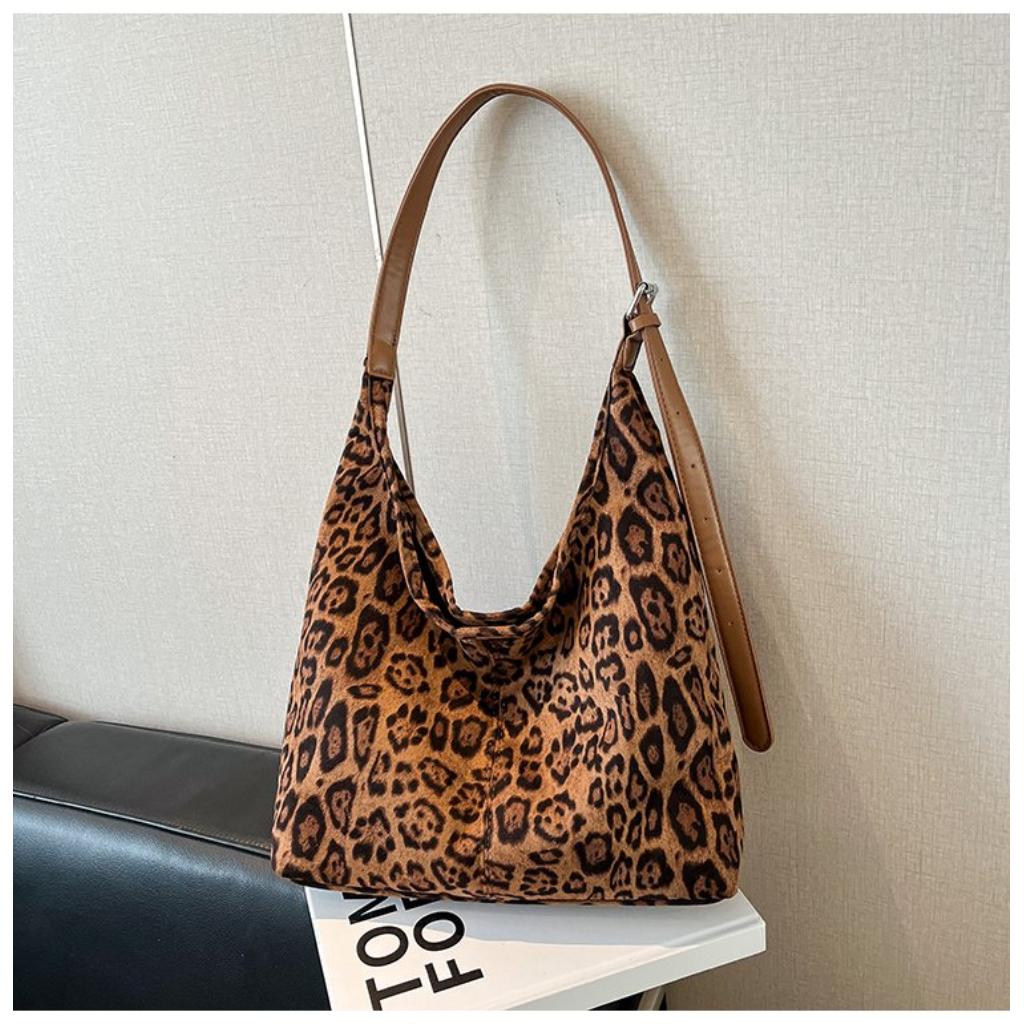 Hobo Bag Women Faux leather Leopard Print Large Capacity Daily Commute