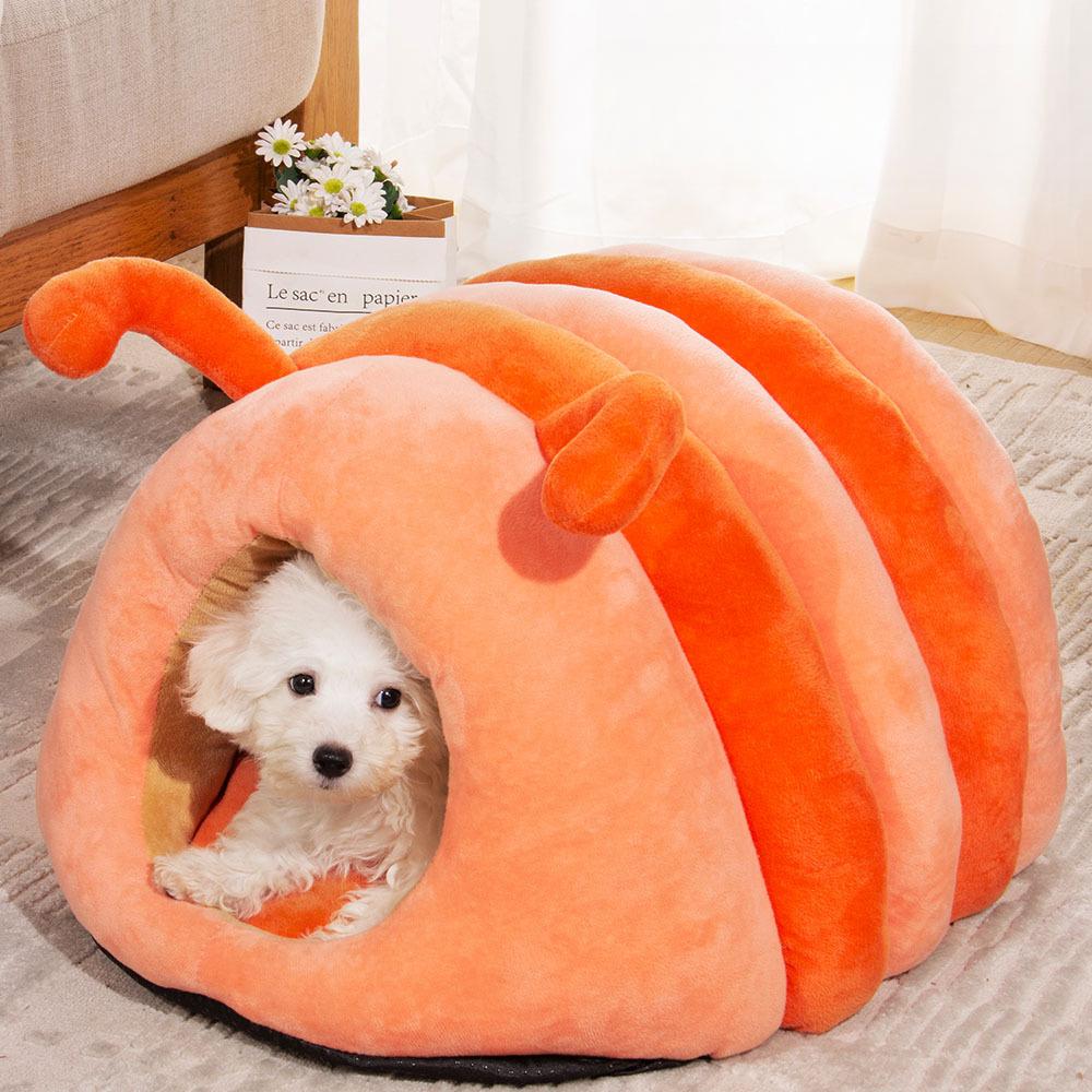 

Cute Pet Nest Warm Soft Plush Cat Bed Cartoon Caterpillar Warm Thick Dog House Cat House Foldable Washable Pet Supplies Cat Tent M-50x40x30cm оранжевый