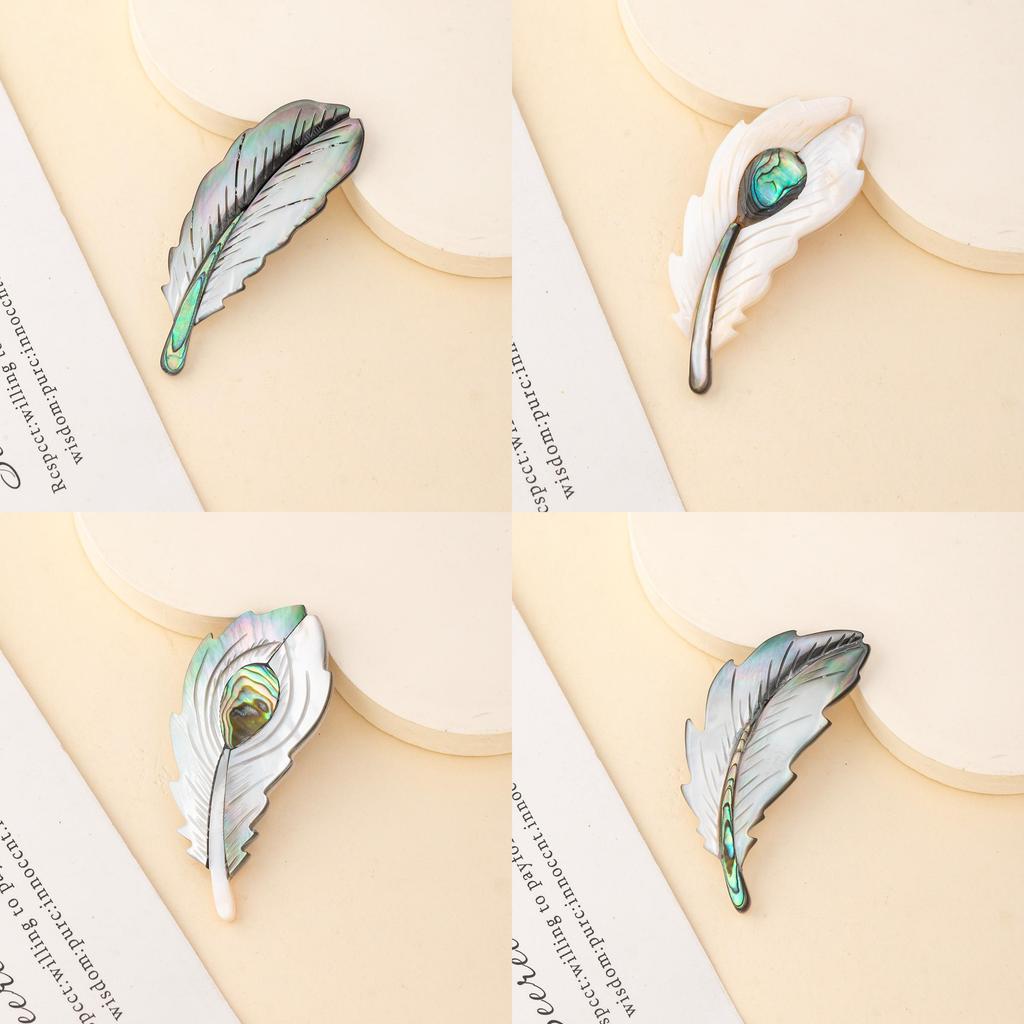 Handcrafted Shell Feather Black Butterfly Brooch Pendant Jewelry For Women