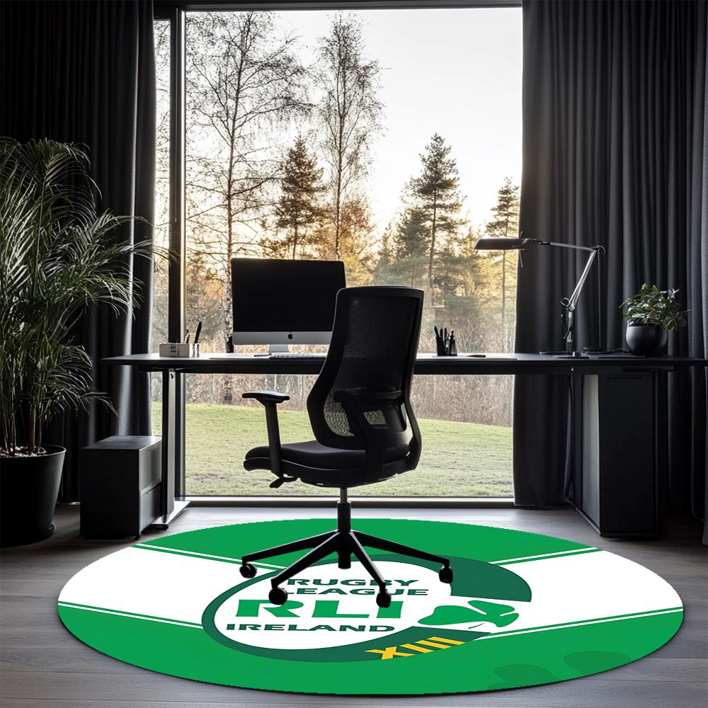 Ireland Rugby Printed Round Rug Carpet Chair Rug Area Rug Entryway Doormats,for Office Chair Living Room Bedroom Kitchen Room.