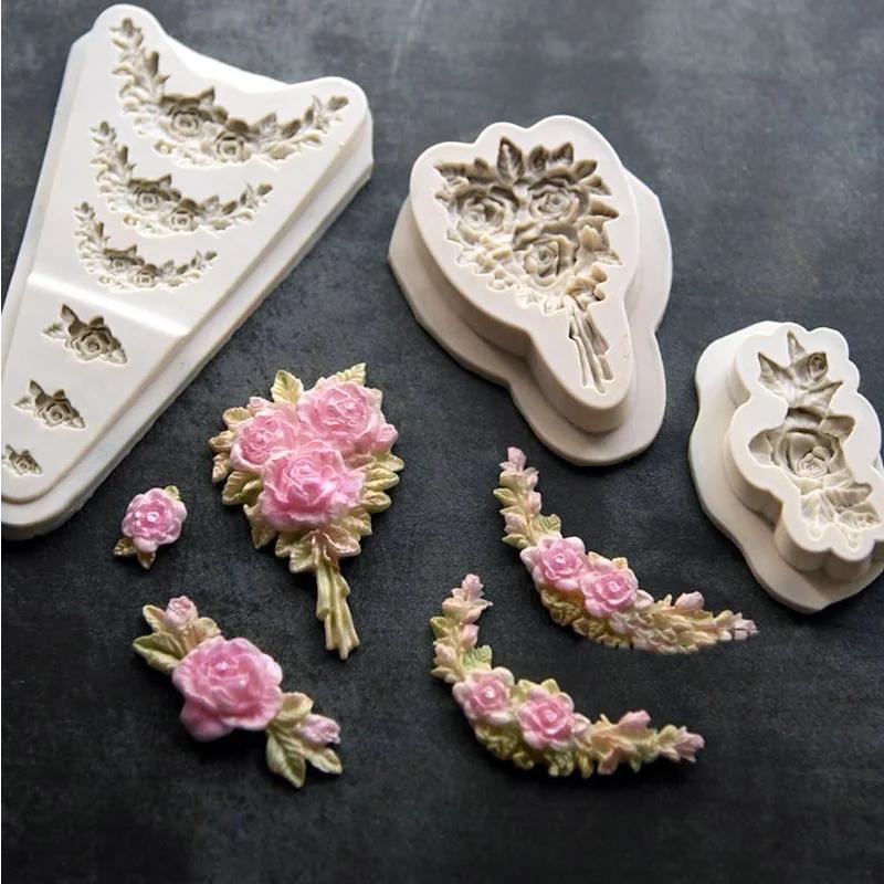 1PC Bouquet shape silicone molds chocolate pudding fondant molds gumdrop clay plaster molds baking tools cake decoration