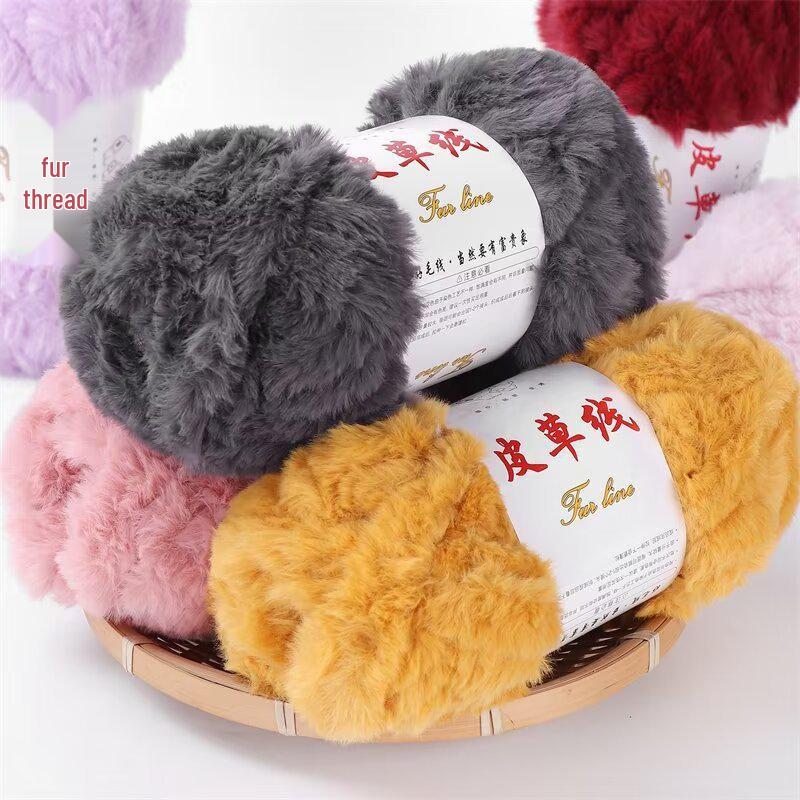 Coarse Faux Fur Yarn Ball for Handmade Long Hair Mink Hats and Scarves DIY Kit