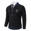 Autumn and Winter Casual Knitted Cardigan Plus Velvet Thickened Men's Baseball Collar Jacket Trendy Sweater Wear