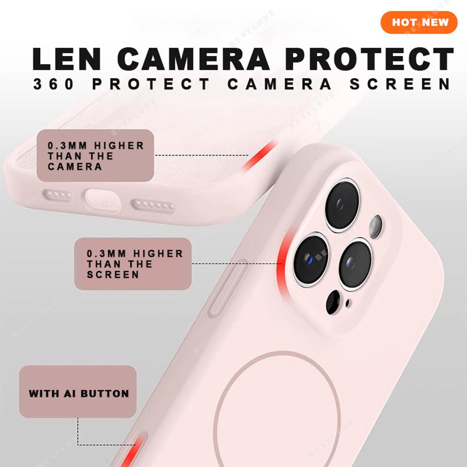 Official Magnetic Phone Case For For Iphone 1 14 16 Plus 12 13 16 Pro Max Liquid Silicone Lanyard Charge Protector Cover