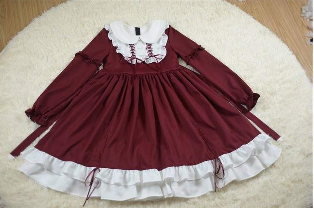 Lolita Long Sleeve Lolita Dress Cosplay Gothic Lolita Mori Girl Cute Girls Ruffles Lady Casual Wear Christmas Halloween Costume Lady Head Dress