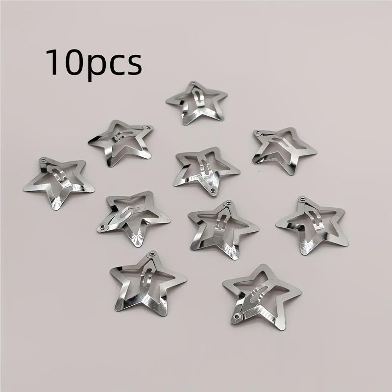 

10 Star Shaped Hair Clips, Women S Non Slip Silver Metal Hair Accessories, Suitable For Street Styling серый