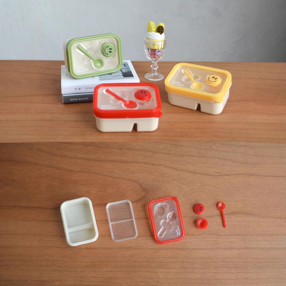 Mini Lunch Box Cute Smile Bneto Dollhouse Home Decorations Mini Food Storage Box Pretend Play Kiitchen Toy Accessories ONLY Box