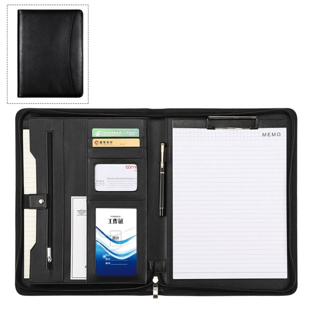 Multifunctional Contract File Folders PU Leather Document Organizer  Office School Supplies