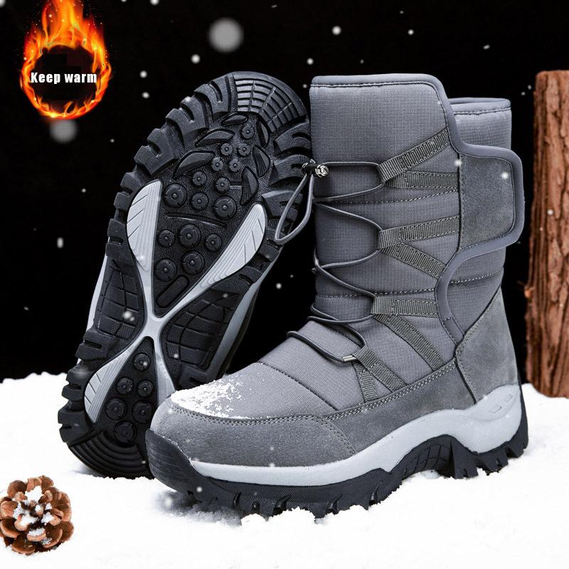 CHRLCK Men's Winter Shoes Waterproof Boots Warm Plush Couple Women Boots Winter Outdoor Anti-Slip Ankle Boots Work Casual Boots
