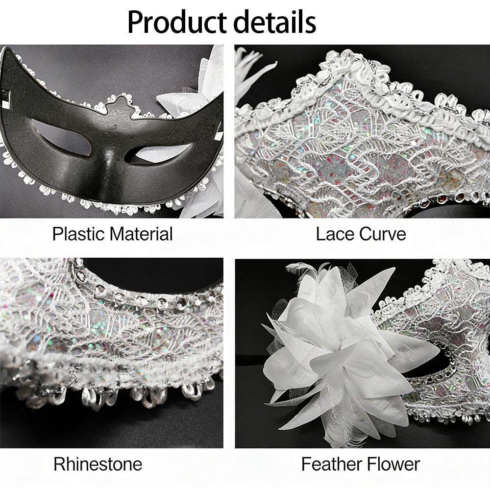 Fashion Venetian Party Masquerade Mask Carnival Party Side Flower Mardi Gras Mask Lace Eye Mask Party Makeup Ball