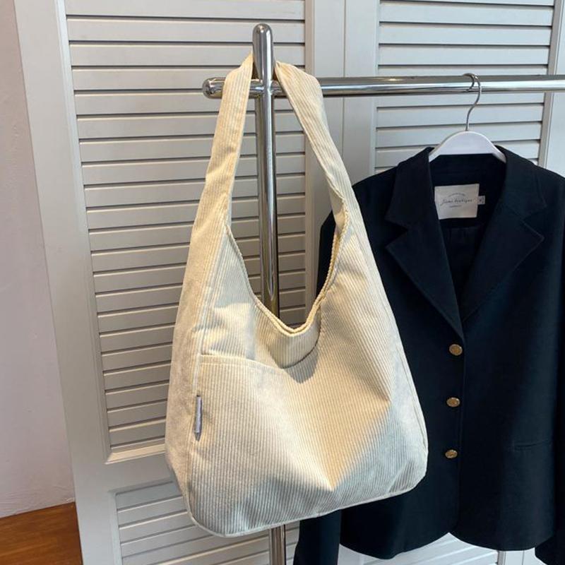 Winter Corduroy Shoulder Bags For Women Casual Large Capacity Shopping Totes Solid Color Shopping Bag Student Bag