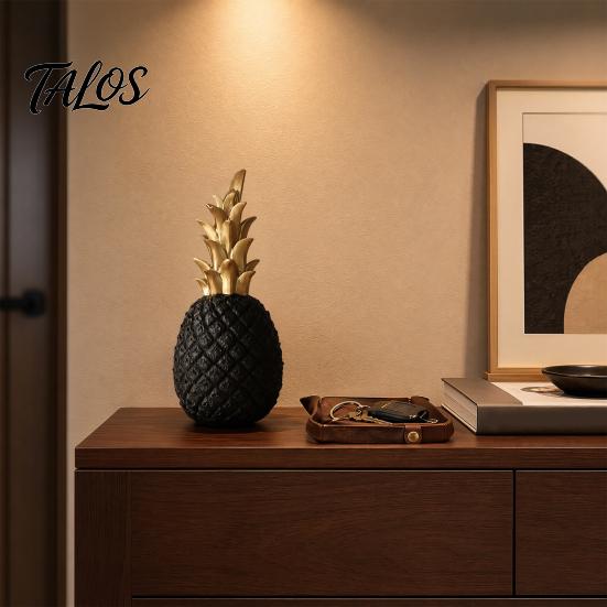 Solid Resin Pineapple Ornament, Hand-Painted Decorative Figure, Modern Style Wear-Resistant Ornament Home for Living Room Entrance Hall Display