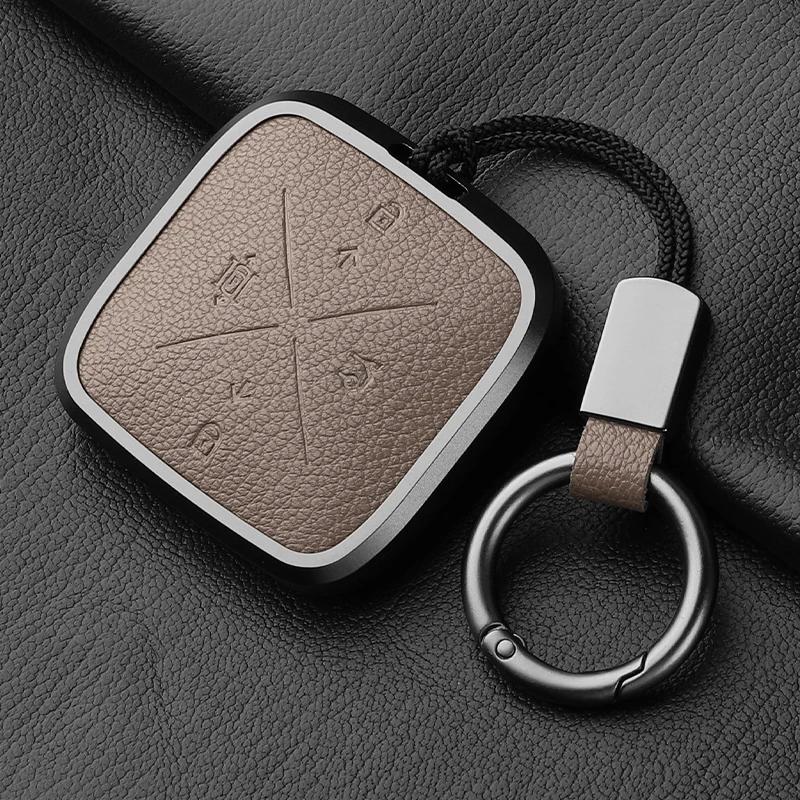 Metal And Leather 4 Button Car Key Case Cover For Zeekr X 001 009   Car Key Case Protect Fob