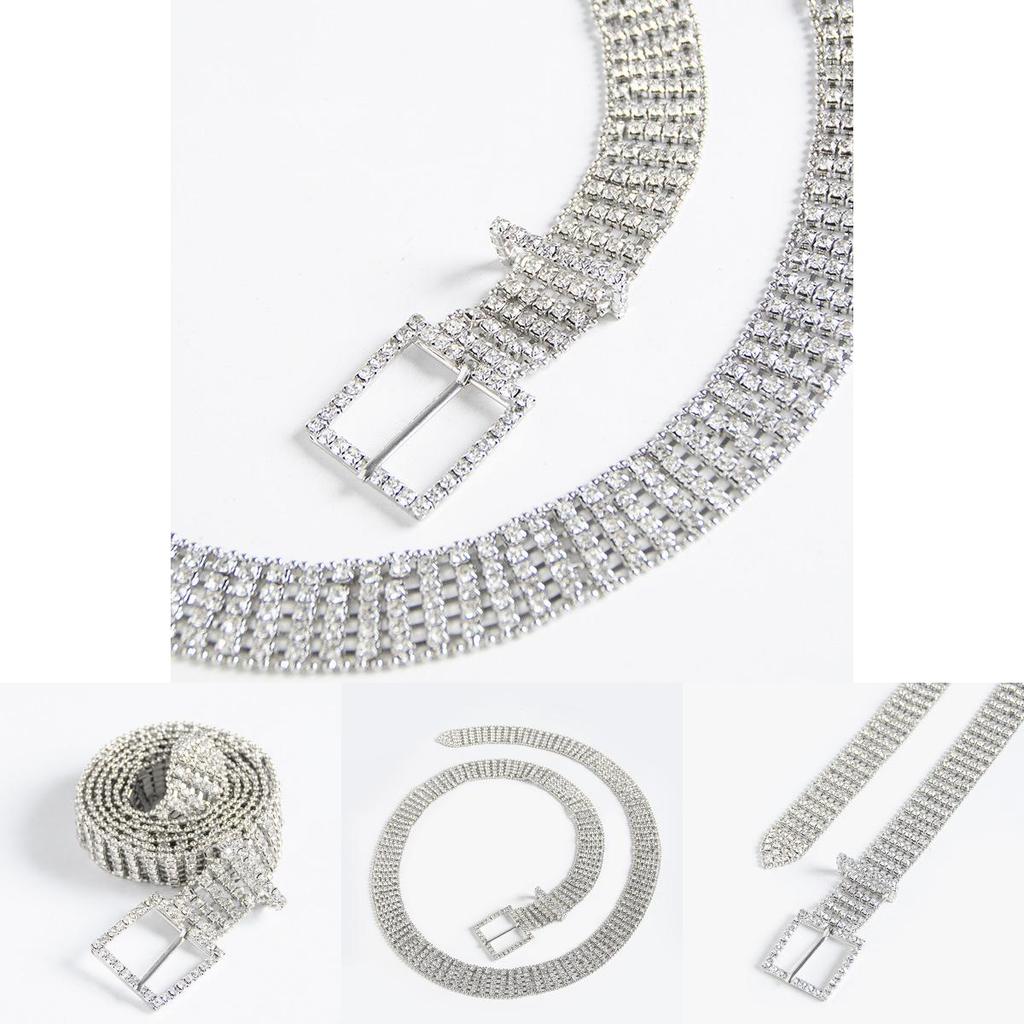 Luxury Silver Water Drilled Waist Chain For Women Chic Fashion Accessory
