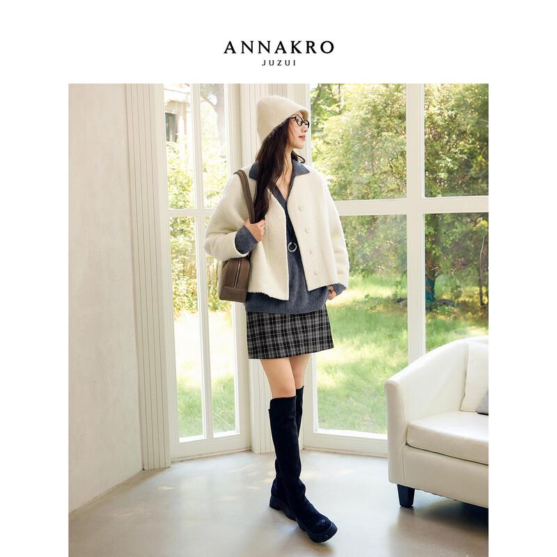 JIUZI Annacoco Women's Elegant Short Wool Blend Coat