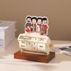 Rotating Wooden Perpetual Calendar Ornament for Desk and Home Decor