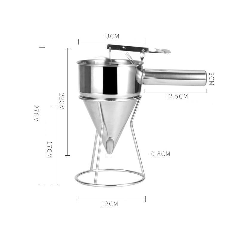 1200ml Stainless Steel Funnel Dispenser Handheld Octopus Ball Tool Cupcake Pancake Baking Tools with Stand Kitchen Accessory