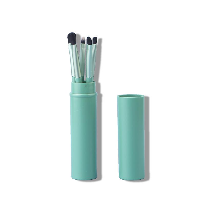 Crazed Rush 5-Piece Aluminum Eyeshadow Brush Set with Case: Eyelid, Lip, and Nose Blending Tools