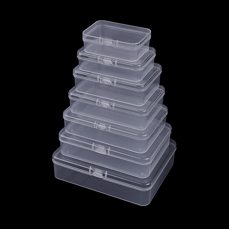 Cutie de depozitare dreptunghiulară transparentă pentru fulgi de săpun, mărgele de ceară, elastice și agrafe de păr