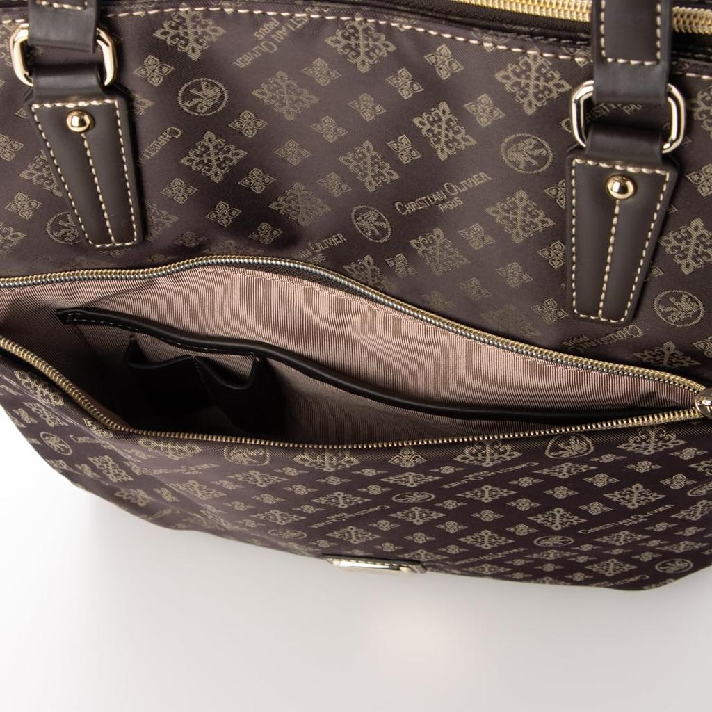 Christian Olivier Multifunctional Tote Bag, Water-Repellent, Jacquard Weave, A4 Size Compatible, 7939 (Chocolate)