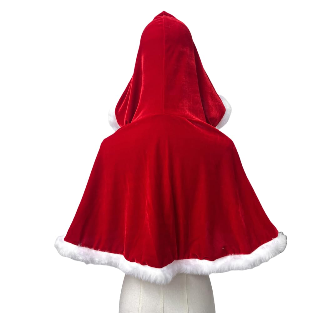 [Ymgot] Santa Poncho, Christmas Santa Claus Cloak, Christmas Cosplay Cape, Red/Green (Red)