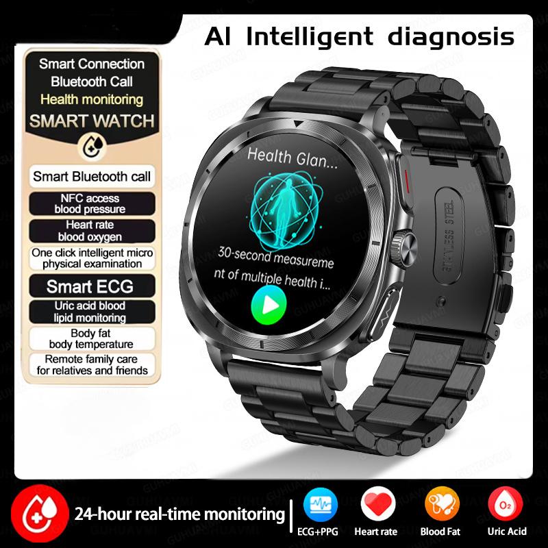 2025 New Watch 7 Uric Acid Blood Pressure Blood Oxygen Body Analysis Smart Watch ECG+PPG Clock Smartwatch Men