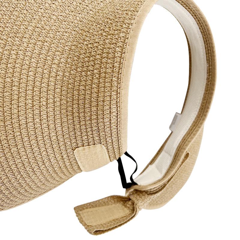 Foldable Straw Sun Hat with Wide Brim, Anti-UV Protection, and Bow Design for Outdoors