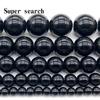 Smooth Black Agates Natural Stone Beads for Jewelry Making Diy Bracelet Necklace 15inches Round Onyx Loose Beads 4 6 8 10 12mm