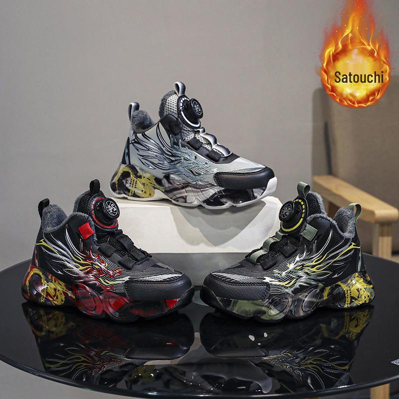 Nuove Scarpe Sportive Invernali per Ragazzi 2025 con Bottone Rotante e Doppio Velluto di Cotone