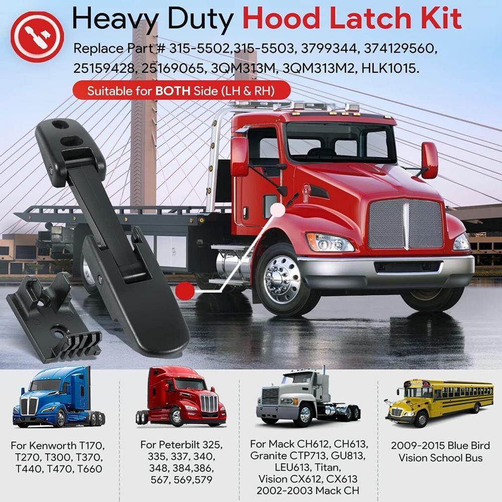 Heavy Duty Hood Latch Heavy Duty Hood Latch Kit Replaces 25169065 for Peterbilt 340 348 /Blue Bird Vision School Bus