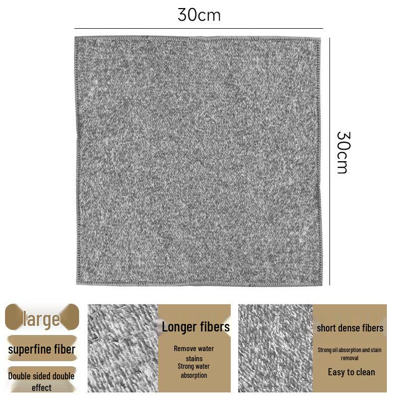 Thickened Bamboo Charcoal Dishcloth - Absorbent, Soft Fiber Kitchen Cleaning Rag