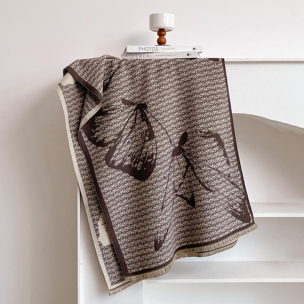 New imitation cashmere butterfly women's print warm shawl soft skin-friendly scarf high-end scarf