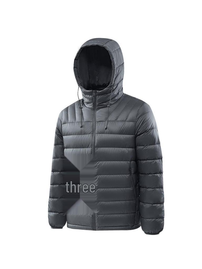 Unisex Lightweight Hooded Short Down Jacket – Versatile Ribbed Winter Coat