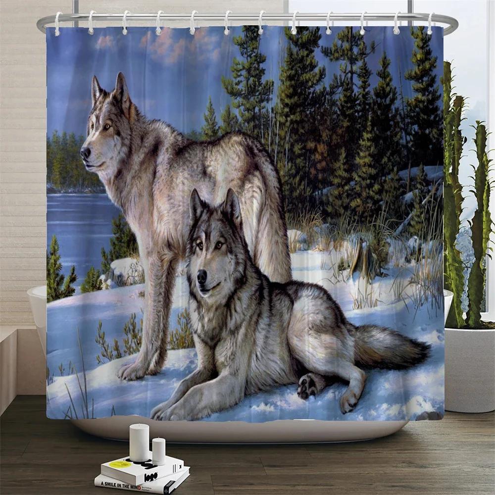 Animals Printed Lion, Tiger, Cat,Elephant,3D Bath Curtains Waterproof Polyester Cloth Washable Bathroom Shower Curtain With Hook