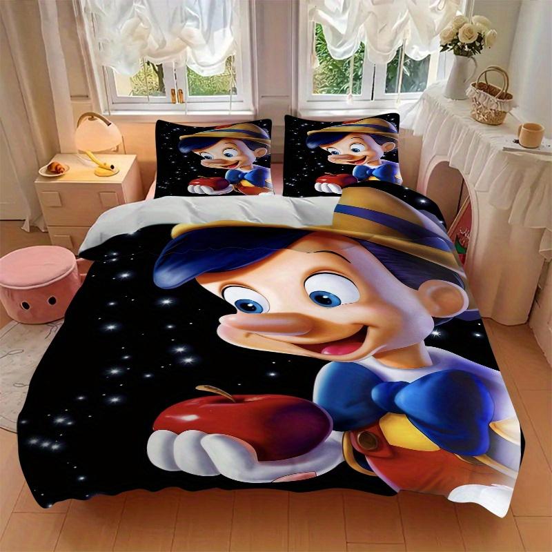 3pcs Pinocchio Character Quilt Cover Set - Soft & Comfortable Polyester Fabric, All-Season Breathable Comforter Set For 1 Quilt Cover & 2 Pillowc