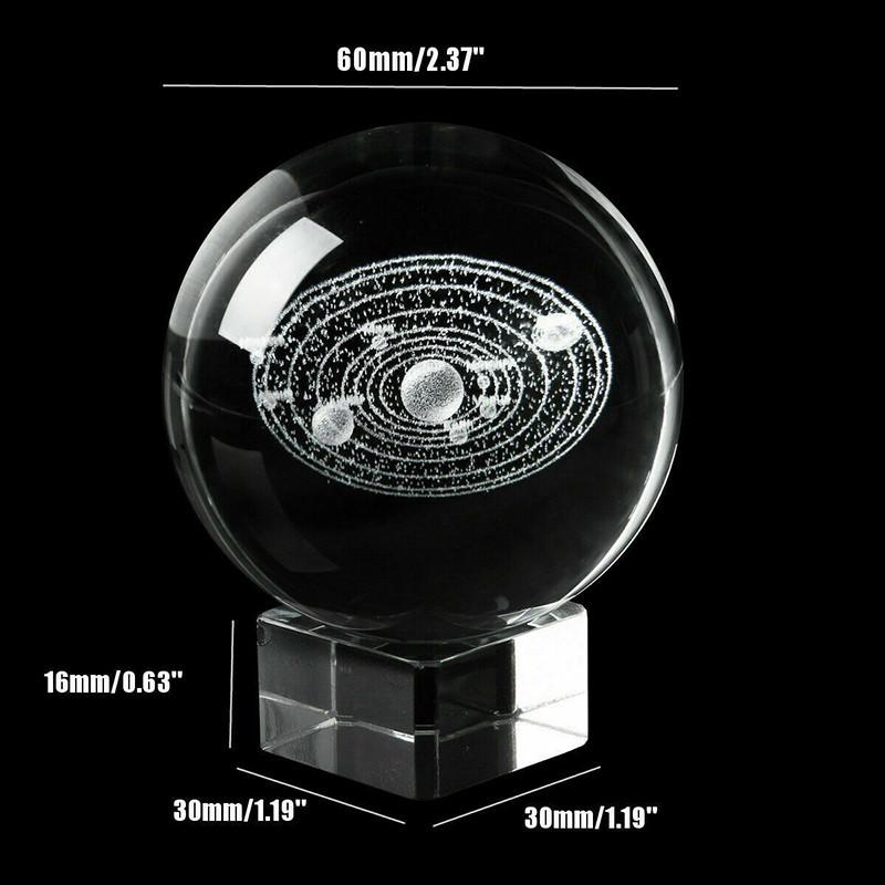 Solar Engraved Laser System Ball 3d Miniature Planets Sphere Glass Globe Decor