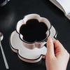 Black Edged Flower Shaped Mug Ceramic Cup&saucer Dining Table Coffee Cup Tea Mugs Afternoon Tea Teacup Fruit Juice Container