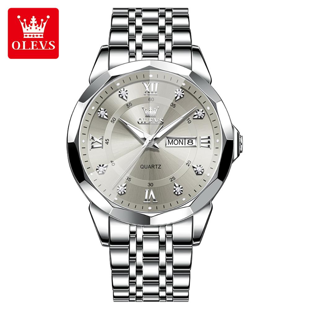 OLEVS 3759  Classic Business Business Stainless Steel Man Classic Business Calendar Luxury Man Quartz Watch