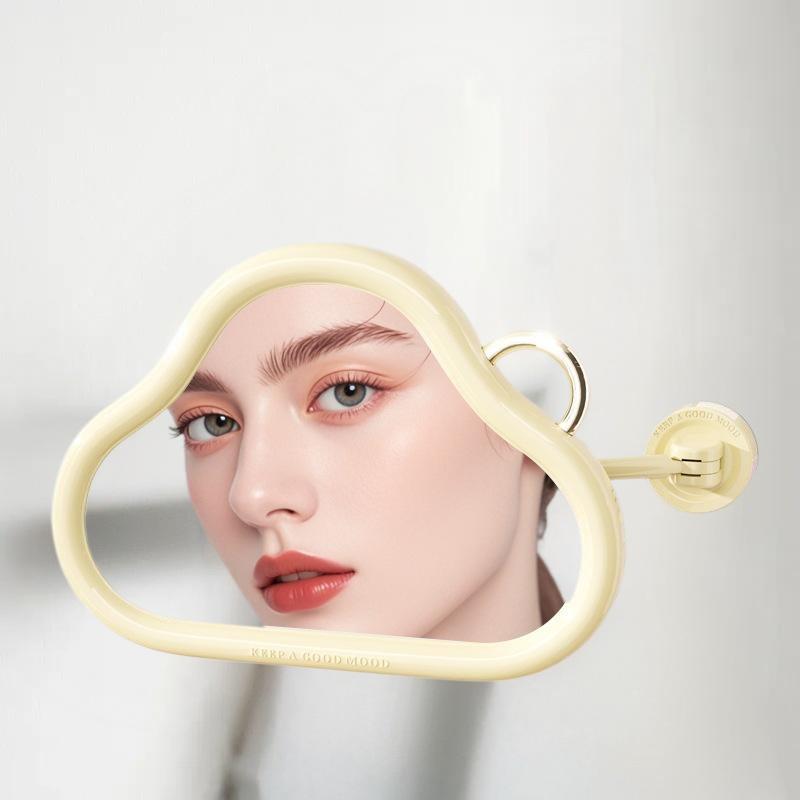 Wall-Mounted Foldable Mirror with Extending Arm – Self-Adhesive, No-Drill Installation for Bathroom and Makeup Use