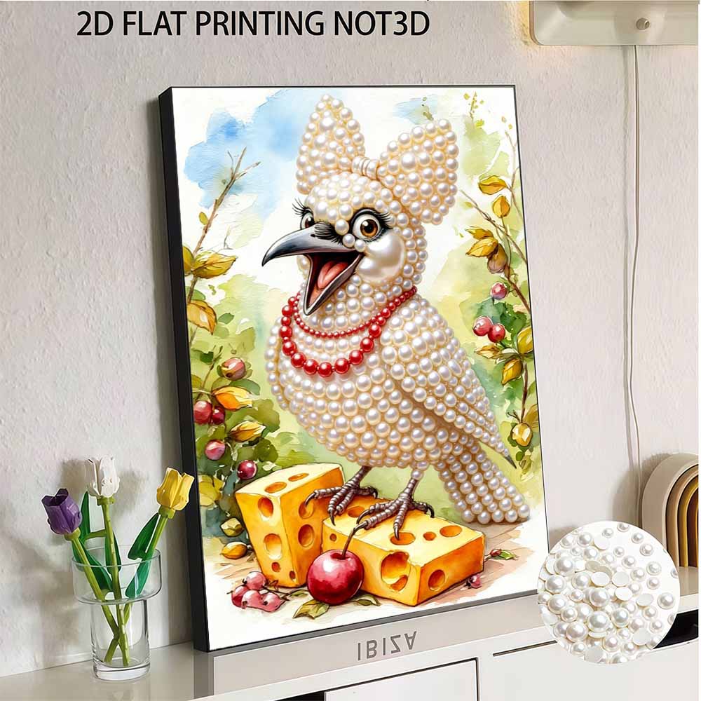 3D Pearl Painting Kit Funny Bird Design Frameless DIY Bead Art Canvas Leisure Handmade Craft for Bedroom Wall Decor