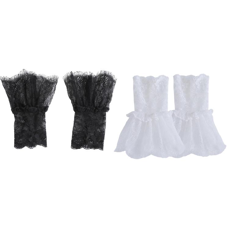 

2 Pair Fashion Arm Sleeves With Lace Flower Trim Elastic Wrist Cuffs Faux Sleeves For Women Teens Casual Everyday Wear 1