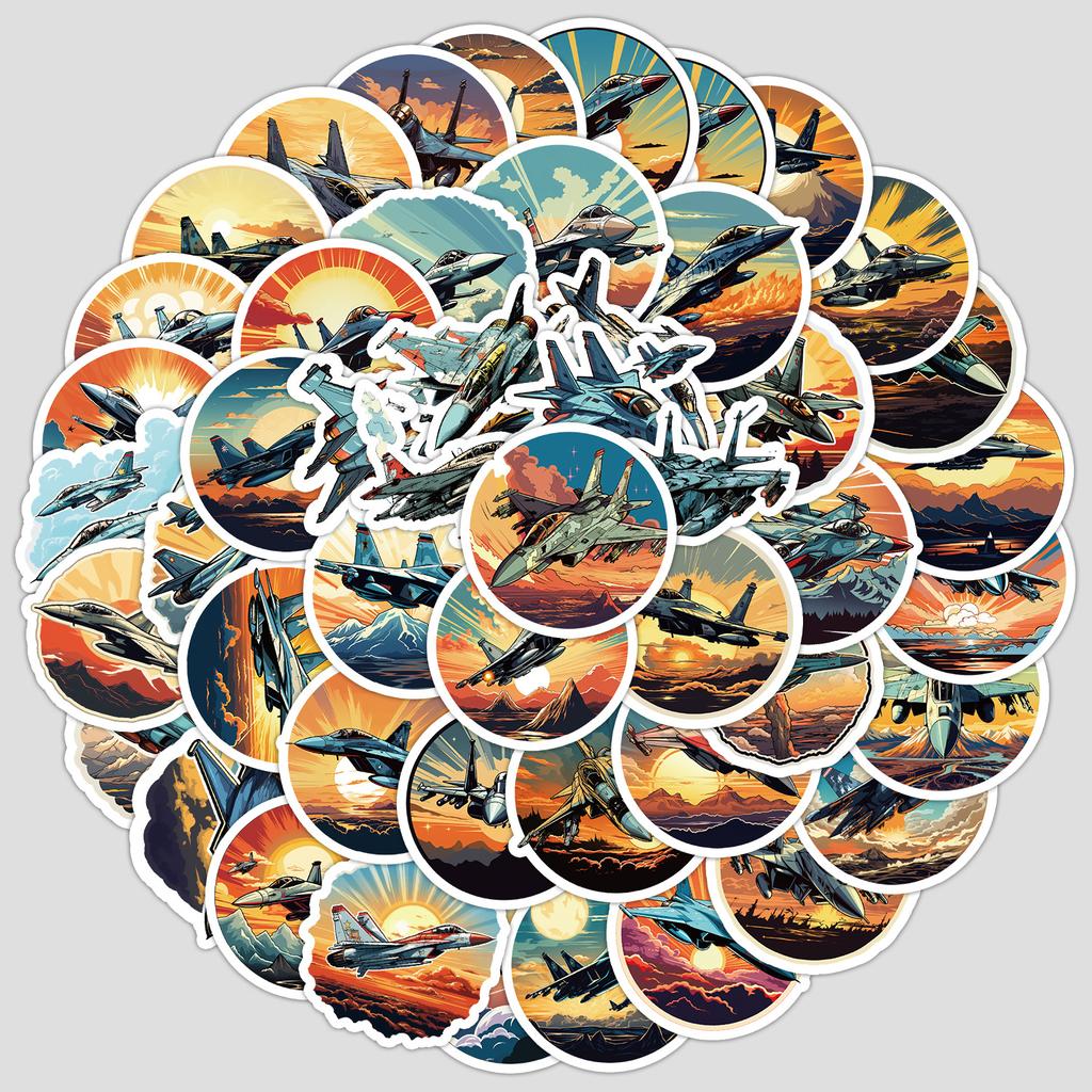 50 Cute Fighter Jet Series Graffiti Stickers for Luggage, Mobile Phones, Waterproof Decorative Stickers, and Stationery Stickers