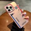 Boarding Pass Plane Ticket Phone Case For iPhone 17,16,15,14,13,12,11,Pro Max,Plus Candy Silver Cover