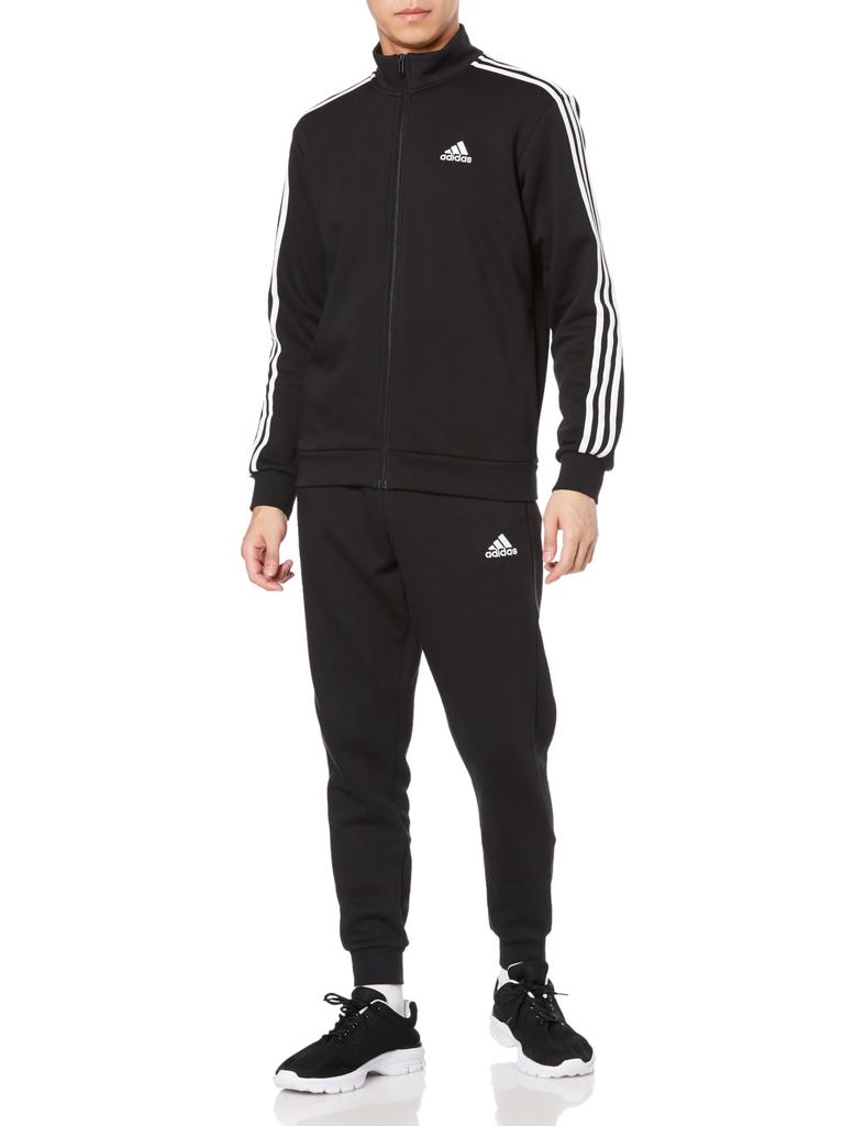 Adidas DTU71 Basic Fleece Tracksuit Black Men's 3-Stripes Set, (IJ6067)