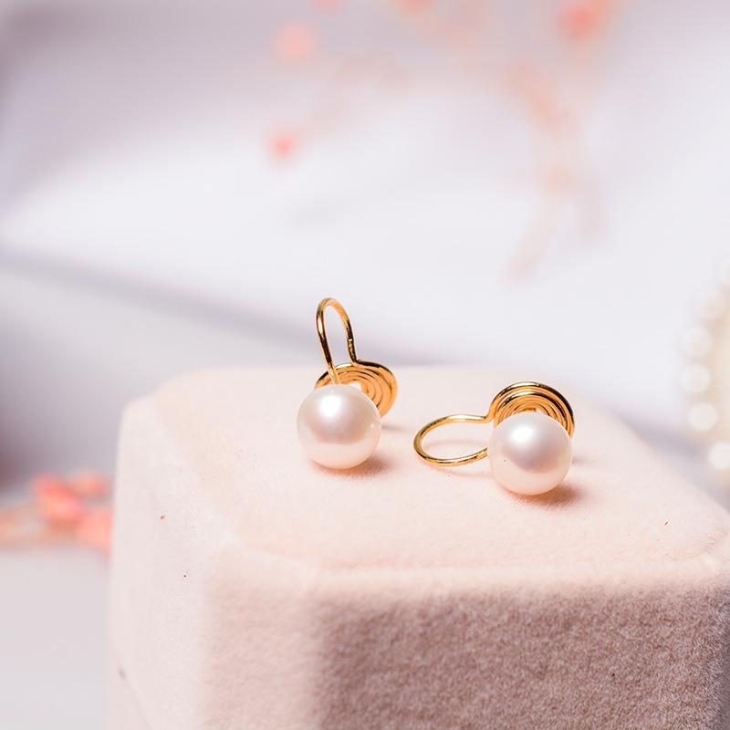 Versatile Non-piercing-free Ear Clips with Mosquito Coil Tray Design, 11k Gold Accent Fashion Large Natural Freshwater Pearl Earrings for Women