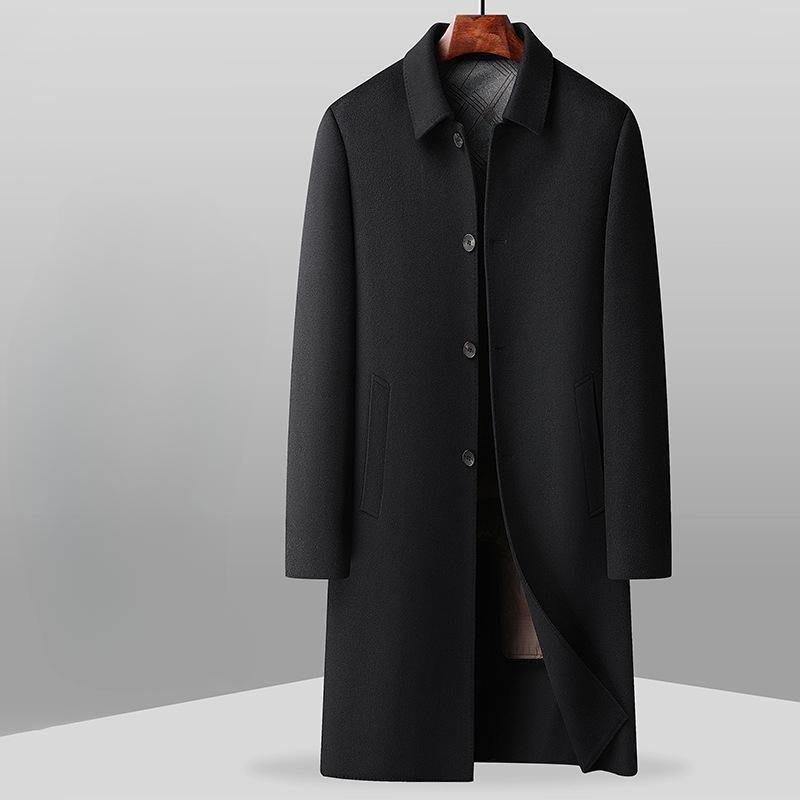 Men's Woolen Coat Autumn and Winter Long Middle-aged and Young People Business Take-off Down Liner Double-sided Woolen Trench Coat